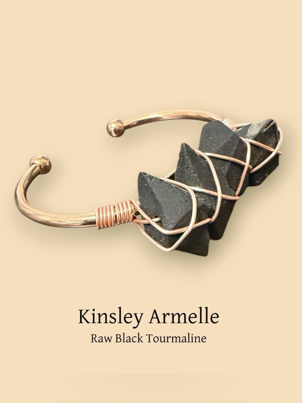 Kinsley Armelle Black Tourmaline Wire-Wrapped Cuff Bracelet